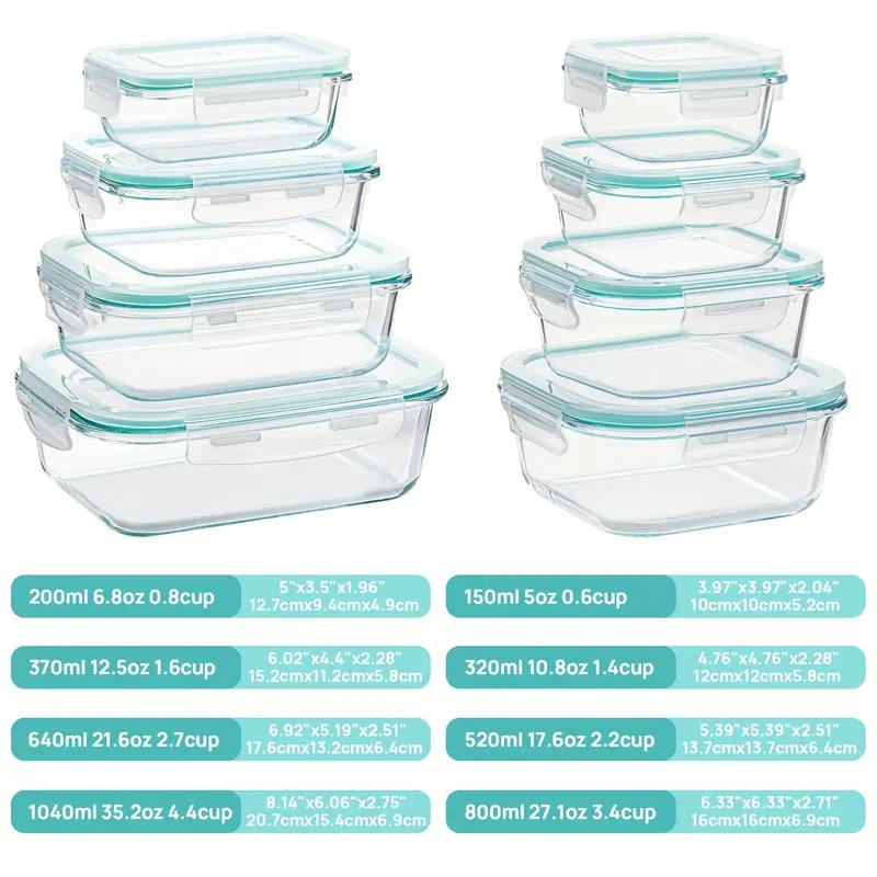 16pcs borosilicate glass serving containers with lids airtight lunch boxes for food storage microwave oven freezer dishwasher safe ideal for   vegetables sandwiches meal prep Product details 1