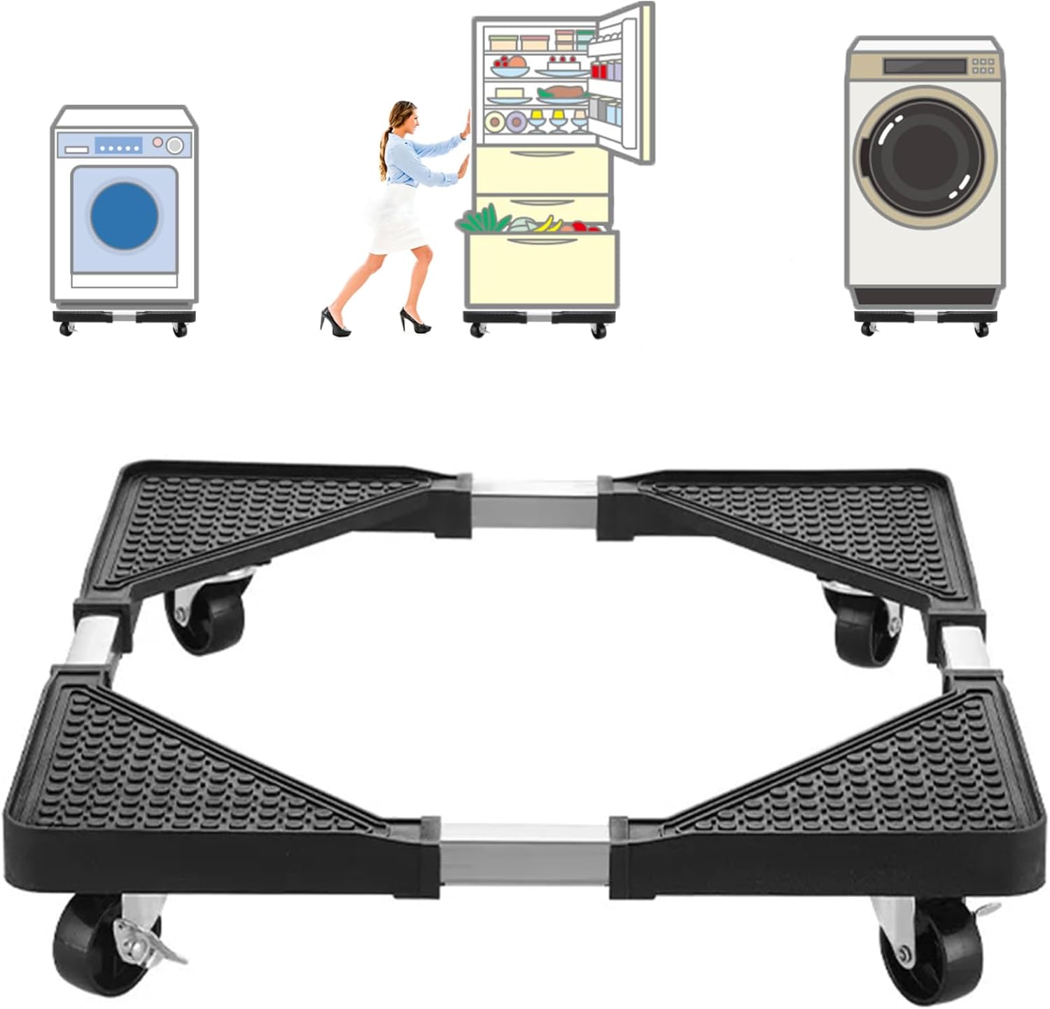heavy duty metal washing machine stand with wheels adjustable furniture   suitable for moving washing machines furniture refrigerators and dryers Product details 0