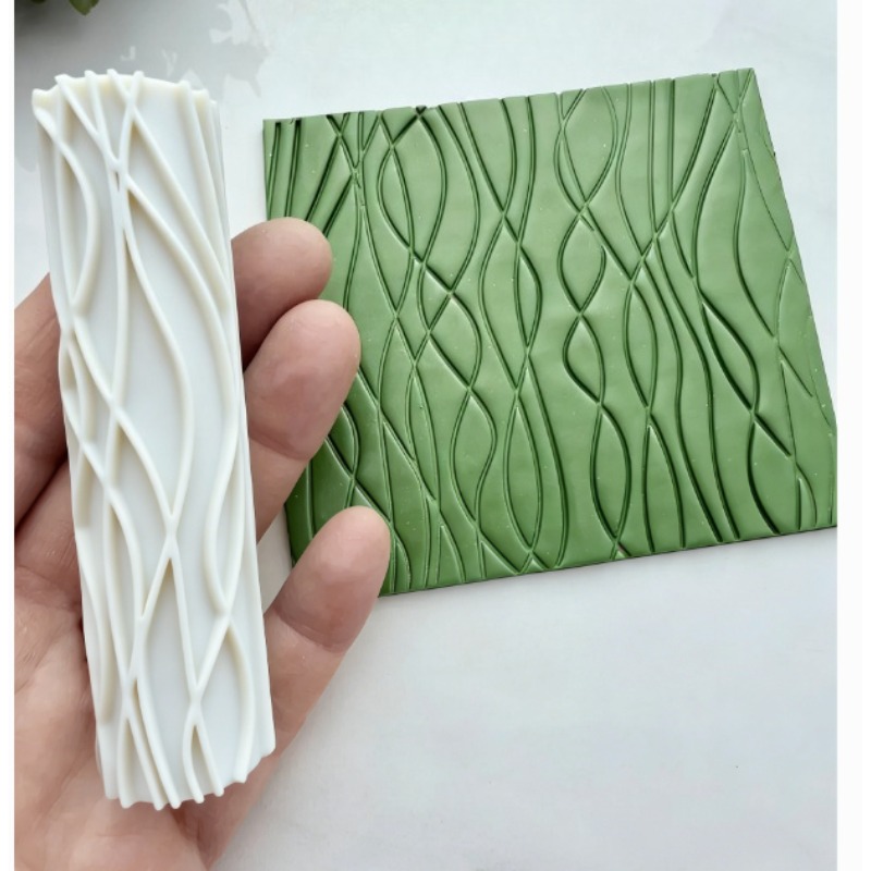 Linear Wave Clay Embossing Roller for Jewelry Making