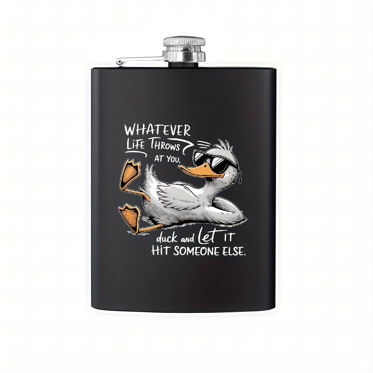 TEMU Saying - " Throws At You - Duck And Hit " - Best Water Bottle For Hiking, Stainless Steel , Groomsmen Gifts, Hidden For Liquor, Leak Proof Water
