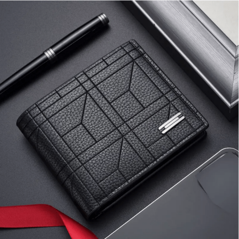 Regalo del Día de San Valentín, cartera cuadrada para hombre, corta y ultradelgada, estilo simple y empresarial, cartera plegable de piel sintética para jóvenes, unisex con múltiples ranuras para tarjetas, marca de moda para maridos y novios, cartera casual personalizada, adecuada para días festivos, regalos del Día del Padre y regalos de cumpleaños.