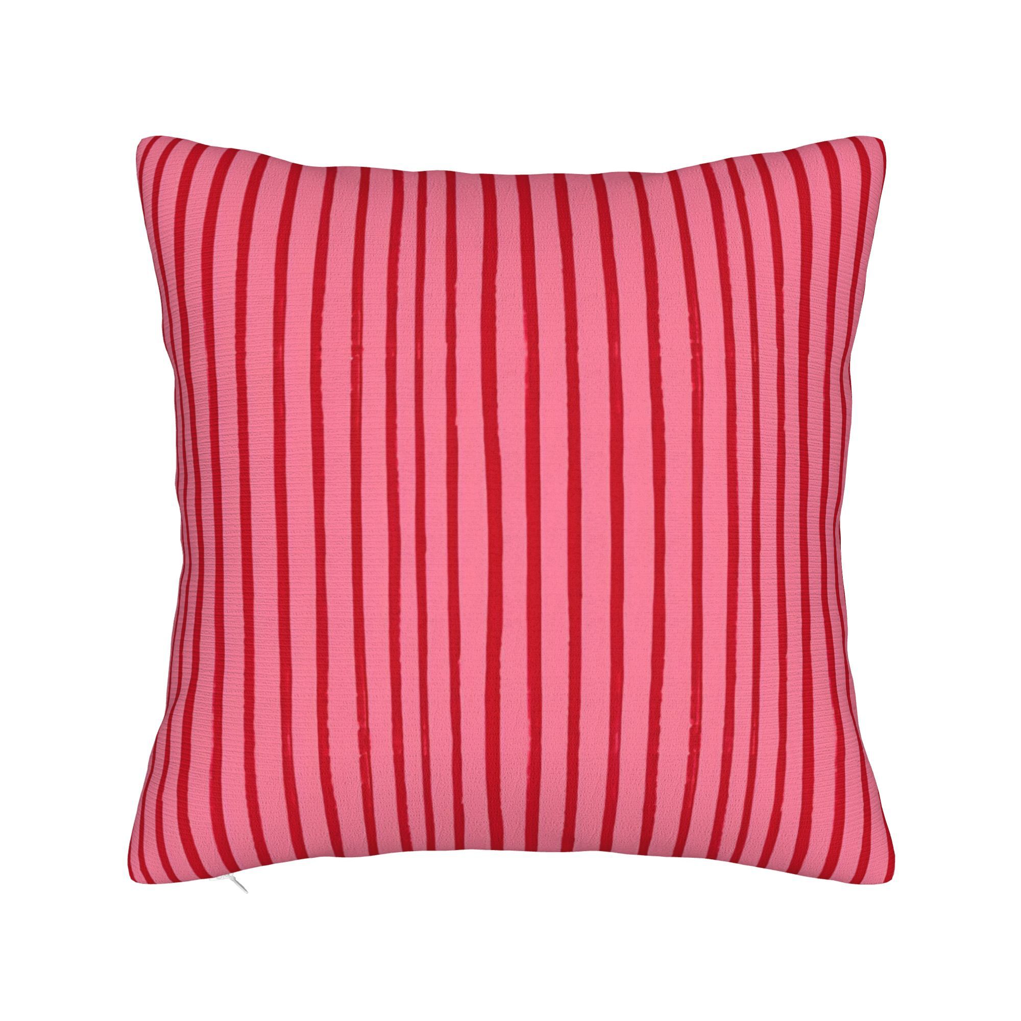 TEMU 1 pièce Housse de coussin décorative pour canapé avec rayures de pinceau rouges sur fond rose