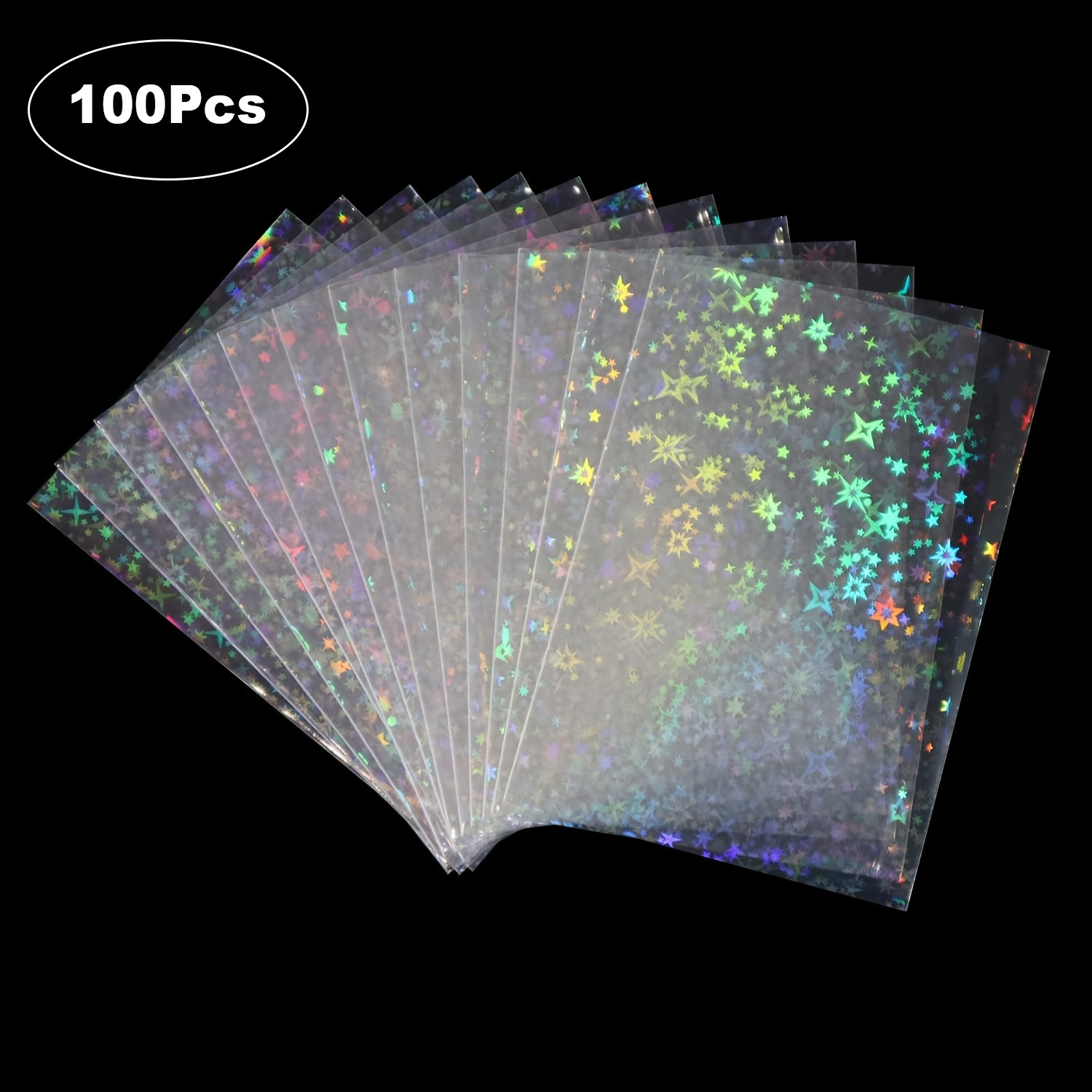 TEMU 100 pz Custodie Olografiche per Carte Adatte per Kpop, Carte da Scambio, Carte da Gioco - Protezioni in Pellicola Olografica con Lampeggiante