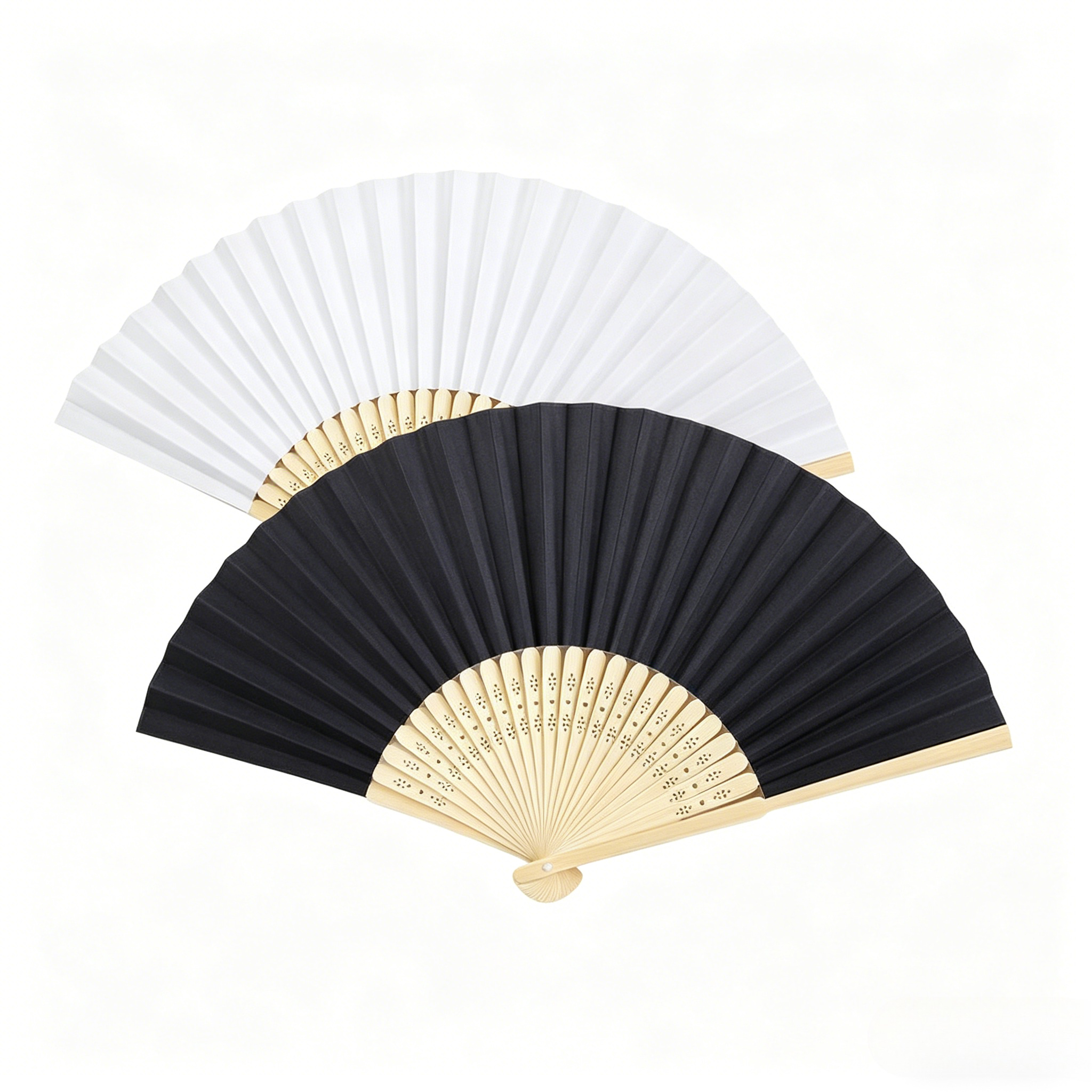 TEMU 2pcs Blank Folding Fans, Random Colors, Diy Hand-painting Materials For Painting And Doodling, Plain Paper Fans For Ancient-style Calligraphy ,