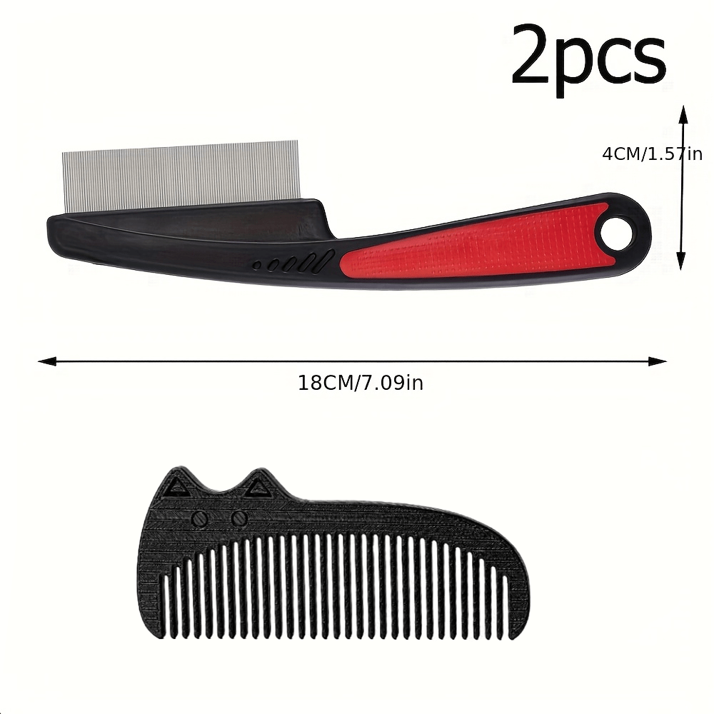 TEMU Ensemble de 2 pièces de peigne à dents fines en acier inoxydable et peigne de poche portable, peigne à dents fines avec poignée ergonomique