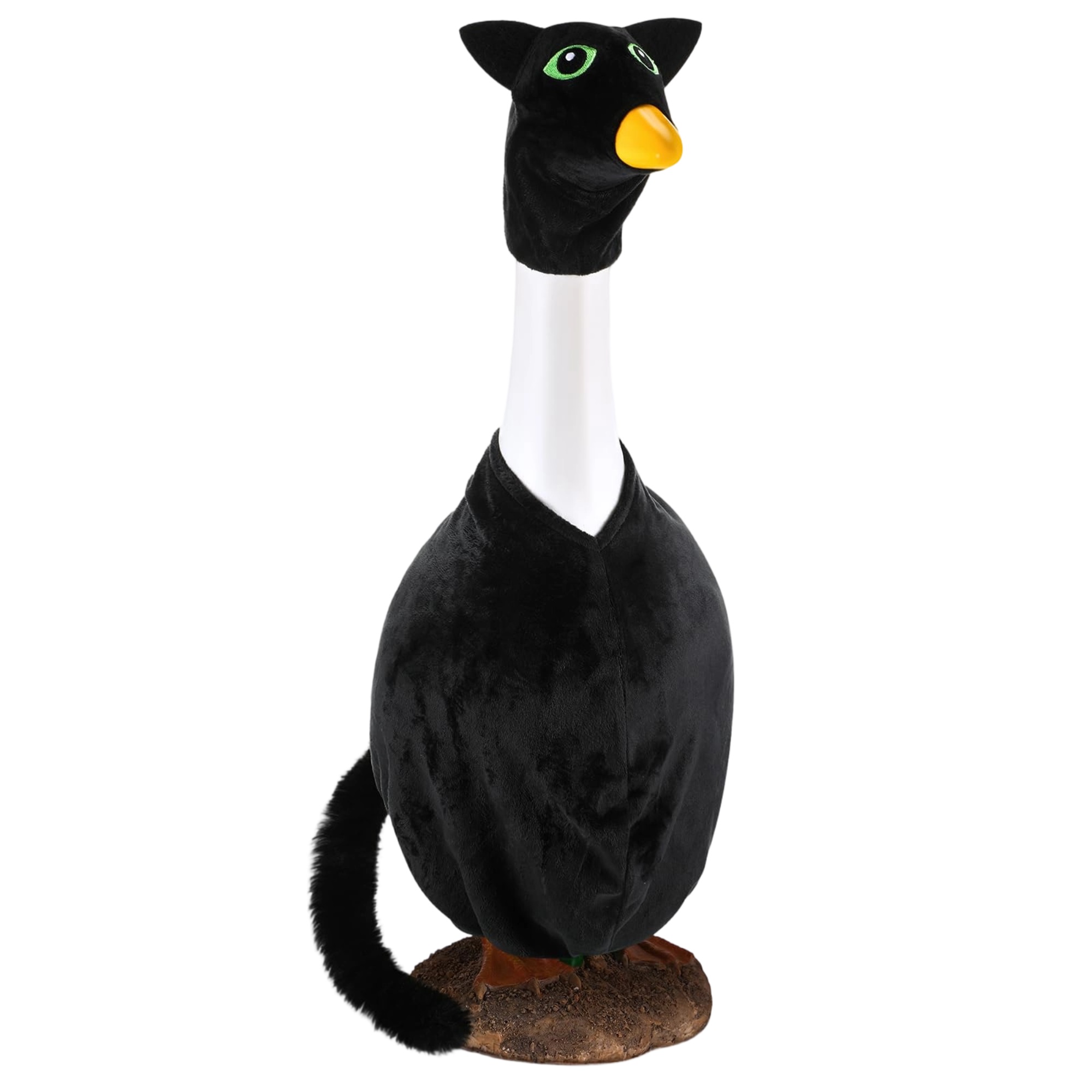 TEMU Costume d'oie de porche de d'Halloween de 23 pouces avec oreilles de chat, couvre-visage, queue, vêtements de remplacement pour décoration de