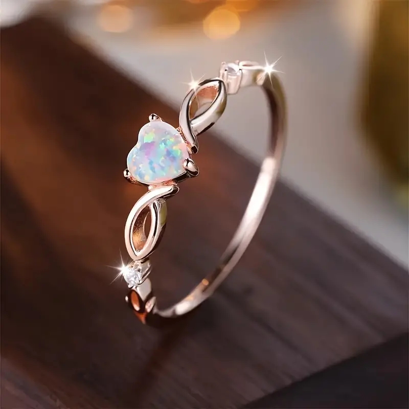 Image of Elegant Promise Ring, Heart-shaped Engagement And Wedding Ring, Featuring An Elegant And Simple , For Christmas, Valentine's Day, And Birthdays