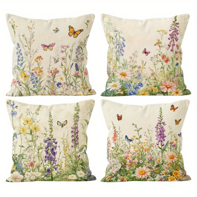 Image of 4pcs, Colored Patterns Pillow Covers, Living Room Sofa Cushion Decoration Pillowcase, Home Decoration Square 18x18 Inch Pillowcase
