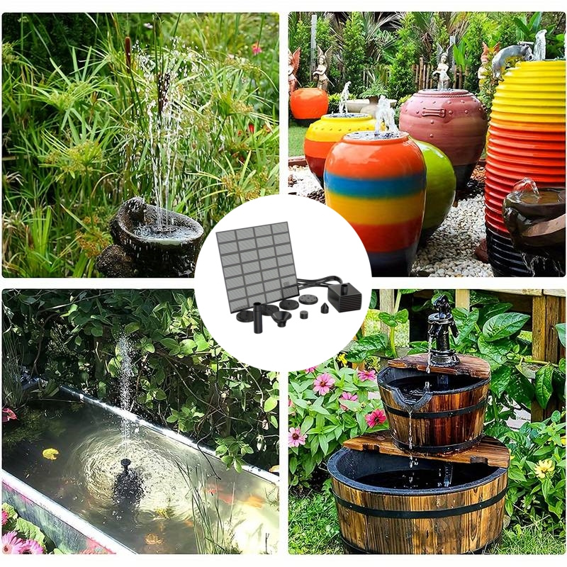 Pompa Acqua Solare Per Fontana Da Giardino - Con Pannello 3W 5V E 7 Ugelli | Per Vasche Uccelli E Decorazioni - Foto 2