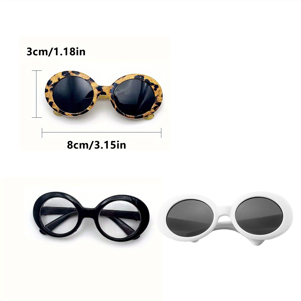 TEMU 3 Pairs Of Pet Glasses (black + White + Leopard Print), Universal For Cats And Dogs, 3.15 Inch Pet Glasses, Fashionable Pet Dress Up And