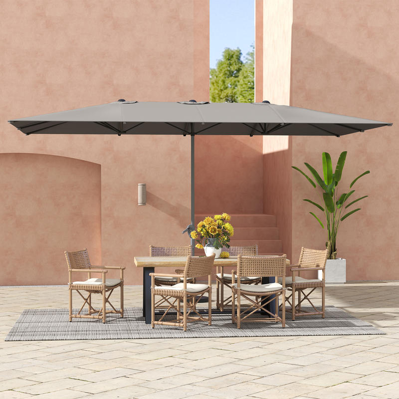 Double-sided umbrella, 451 x 264cm parasol with crank system, 12 metal ribs, aluminum pole, dark gray, Beach Shelter, Modern Parasol, Stylish Sunshade, Durable Ribs, Large Sunshade, Retractable Umbrella, Event Planners, Homeowners