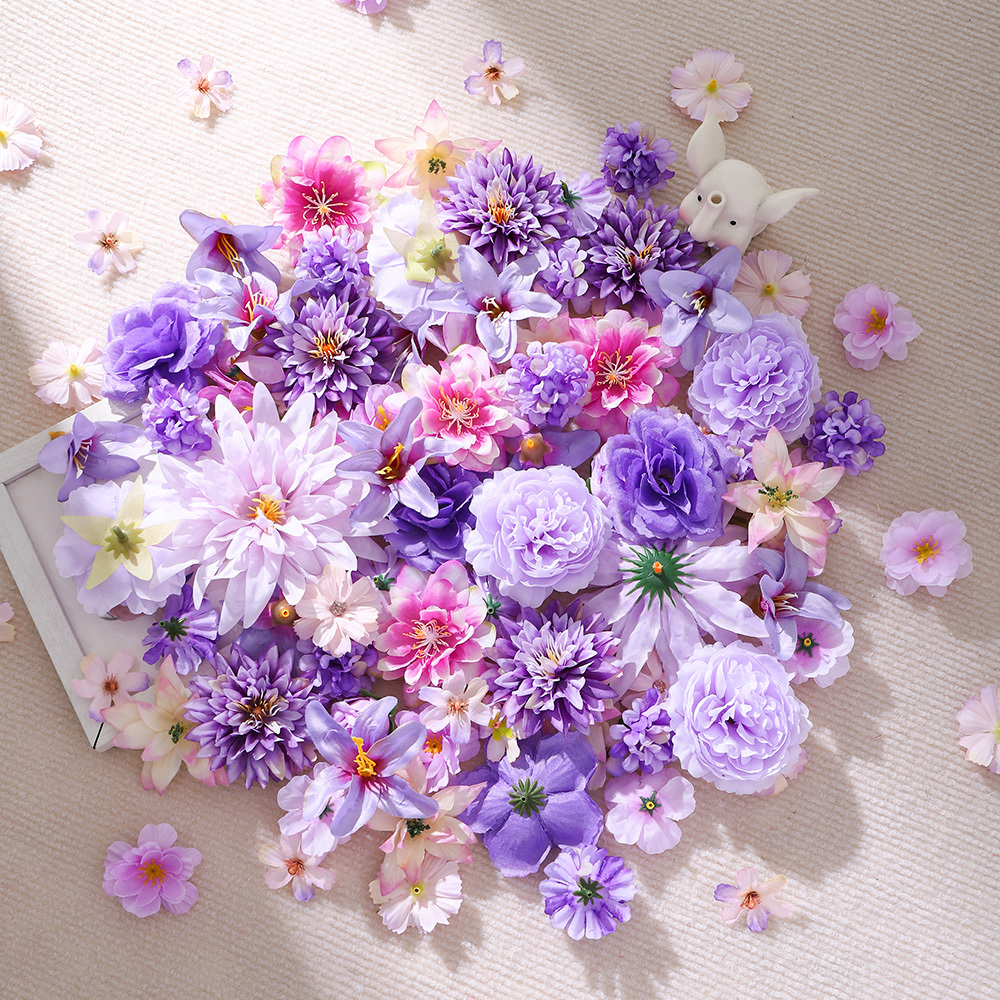 TEMU Kit de couronne et bandeau de fleurs artificielles mélangées, 50 pièces, style aléatoire, décor de mariage, fleurs faites à pour cheveux,