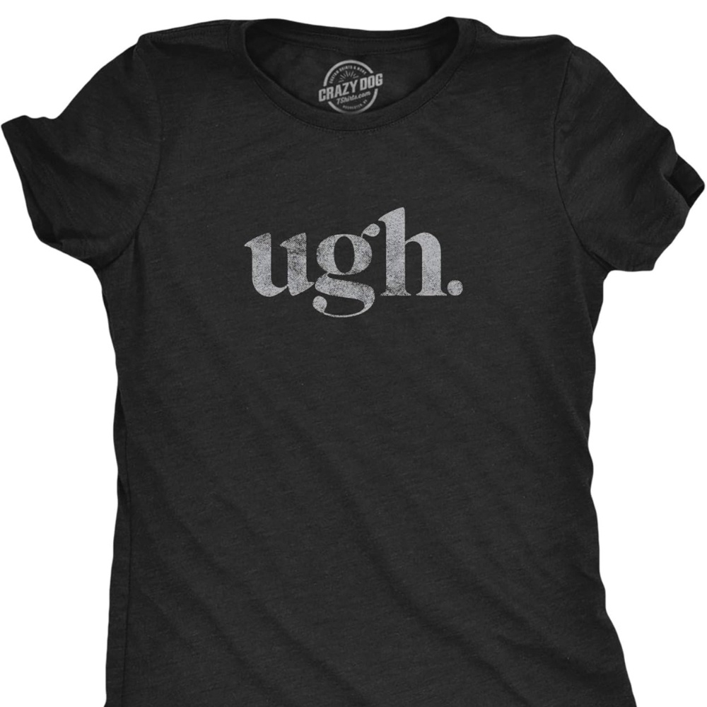 

Men's 100% Cotton T-shirt, Casual Crew Neck, Short Sleeve, Regular Fit, With "ugh." Print, For Knit Fabric Tee