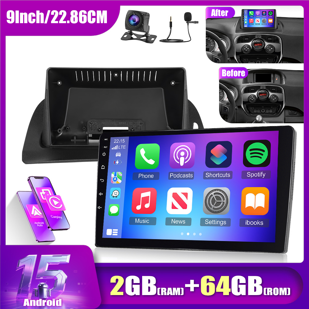 Image of [2gb+64gb] 15 For Renault 2013-2020/ 2013-2021 (left-hand Drive) Car Radio, 9'' Hd 1080p 2.5d Touch Screen & Auto Car Mp5 Multimedia Player With Wifi Gps B-t Fm Radio Dual Usb Ports With Ahd Camera