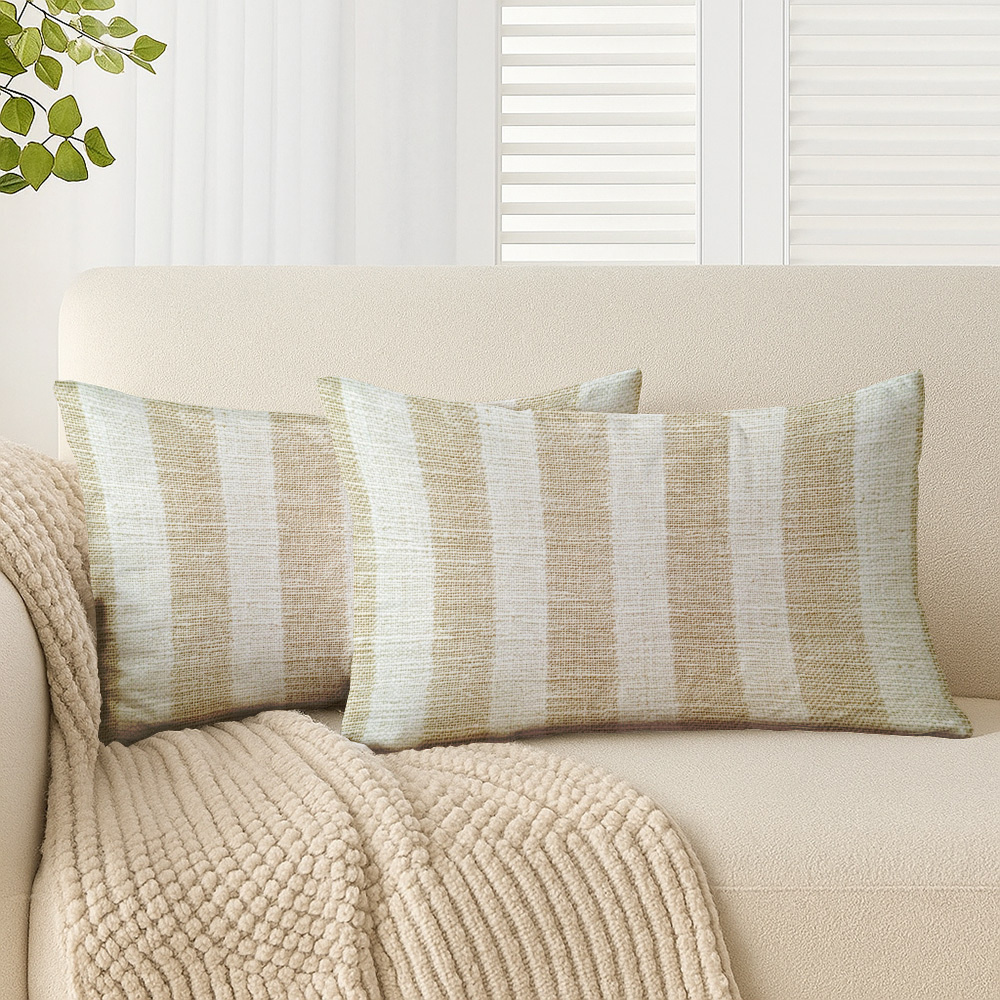 TEMU 2d Flat-2pcs Boho Neutral Striped Throw Pillow Covers Room Bedroom Dormitory Bed Pillowcase, Soft And Comfortable, For , No Pillow Core,