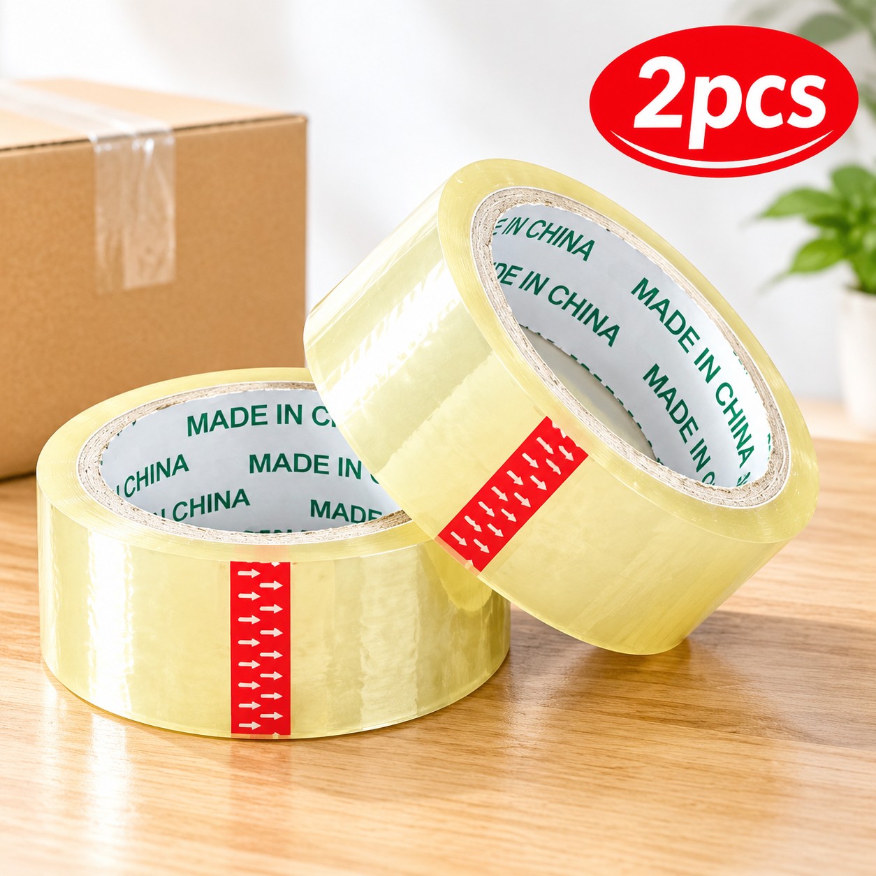 TEMU 2 Rolls Clear Packing Tape, 1.97in X 114.8ft Heavy Duty Transparent Sealing Tape, High Tear Resistant, For Shipping Carton Packaging Home Office