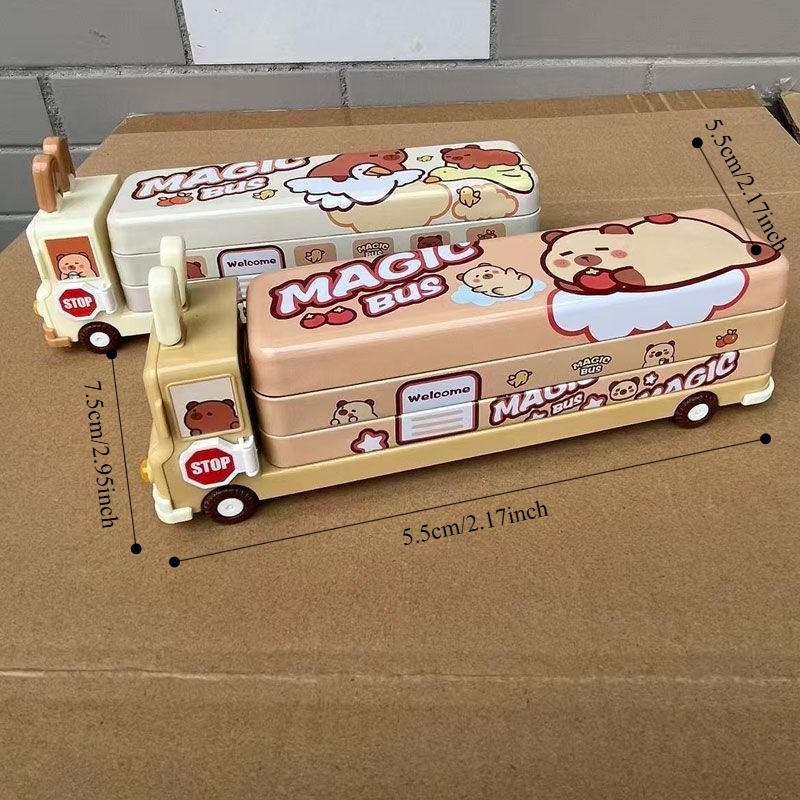 Multifunctional Capybara School Bus Pencil Case