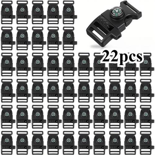item picture a set of 22 black plastic wristband s with a whistle and compass sturdy durable and flexible ideal for camping hiking outdoor gear camping equipment and hiking essentials featuring a stylish design and