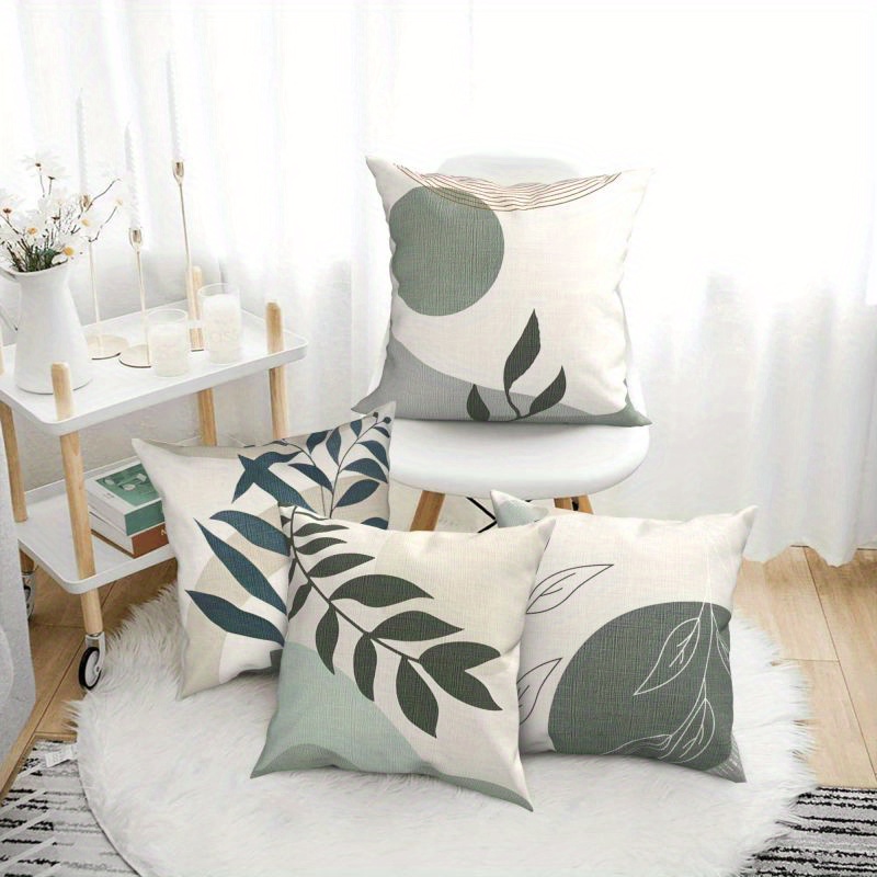 

4pcs Style Throw Pillow Covers - Abstract Leaf Mountain , Decorative Cushion Covers For Living Room Bedroom Sofa Bed Decoration, , Suitable For Room Types, No Inserts - (16x16, 18x18, 20x20 Inches)