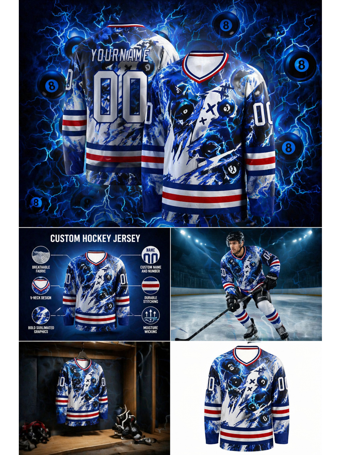De Hockey Sur Glace Pour Homme Et Enfant T-Shirt