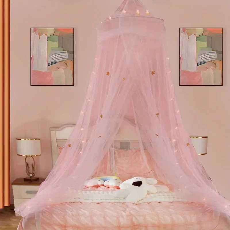 1pc 60x250x1050cm and elegant wedding bed mosquito net 6 string excluding battery style mosquito net set suitable for bedrooms outdoor camping and castle tents with domes pink white party packs details 0