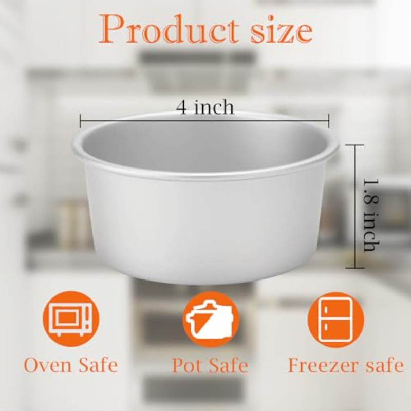 4 inch small cake pan set of 24 nonstick aluminum cake baking pans with 100pcs round parchment paper cake pans with removable bottom for mini cheesecakes pizzas and dessert Product details 2