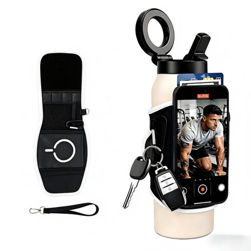 witte magnetische sportschool waterfles tas, ideaal voor draagbare van telefoon, sleutel, oortelefoon, pasje, geld en fitnessaccessoires