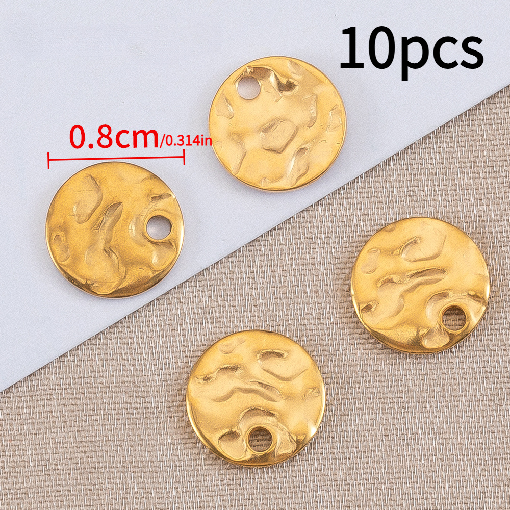 10pcs/20pcs Bracelet Pendant Stainless Steel French Embossed Single Hole Wafer Pendant