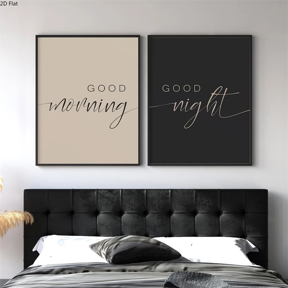 Image of 2d Flat, 2d Flat, Set Of 2 Unframed Black And White Posters Featuring ", " For Greetings. Modern Minimalist Canvas Art Suitable For Living Room, Bedroom, Home Office, Halloween Christmas Decor