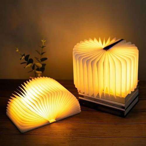 1 2pcs usb rechargeable book light lamp modern folding book shaped night light with breathing gradient color 3 lighting white yellow controlled bedside lamp suitable for for home decor gifts for book lovers