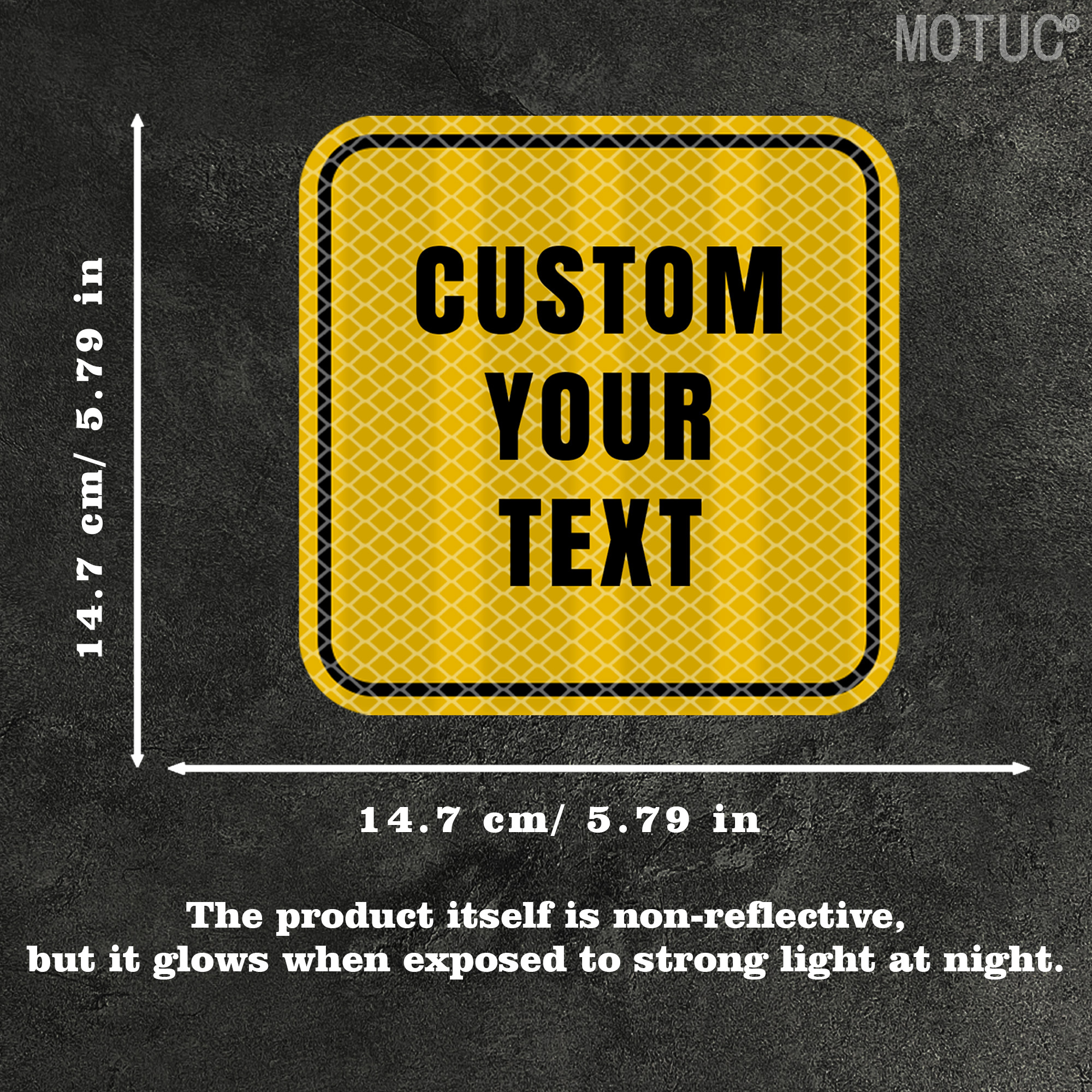 TEMU 1 Custom Square Safety Warning Sign Decal, Customizable Nighttime Reflective High-visibility Sticker, With Self- Warning Text, Self-adhesive
