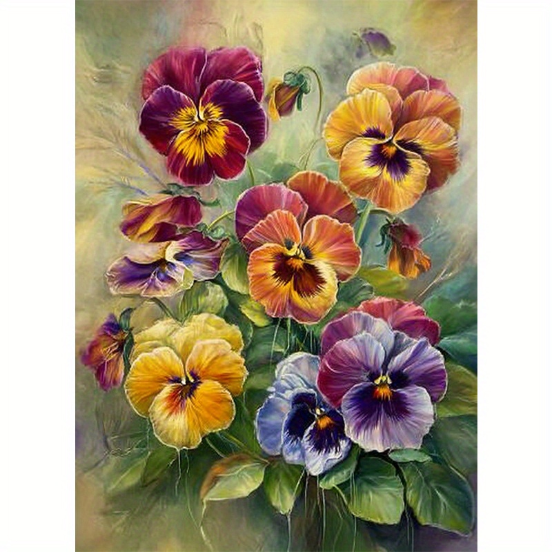 1pc 30 X 40cm/11.8 X 15.8in, Floral Pattern, 5d Round Drill With Full Tool Set, Oil Canvas, Bedroom Living Room Decoration Diamond Painting Kit, Mosaic Decoration Craft Wall Art