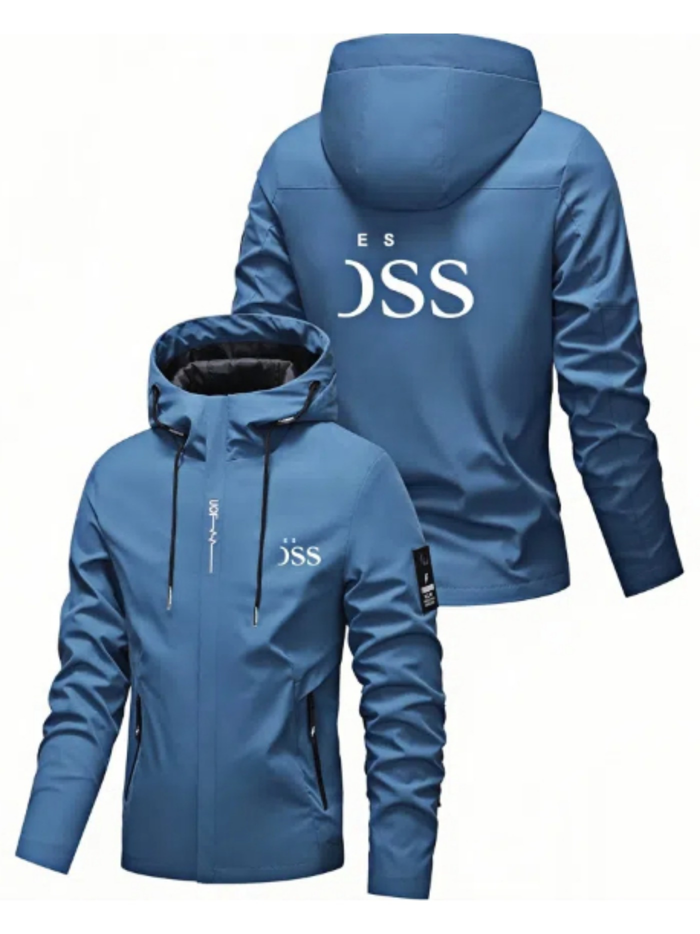 Heren Lente en Herfst Letter Print Hoodie met Rits en Zak, Casual Outdoor Sportjas