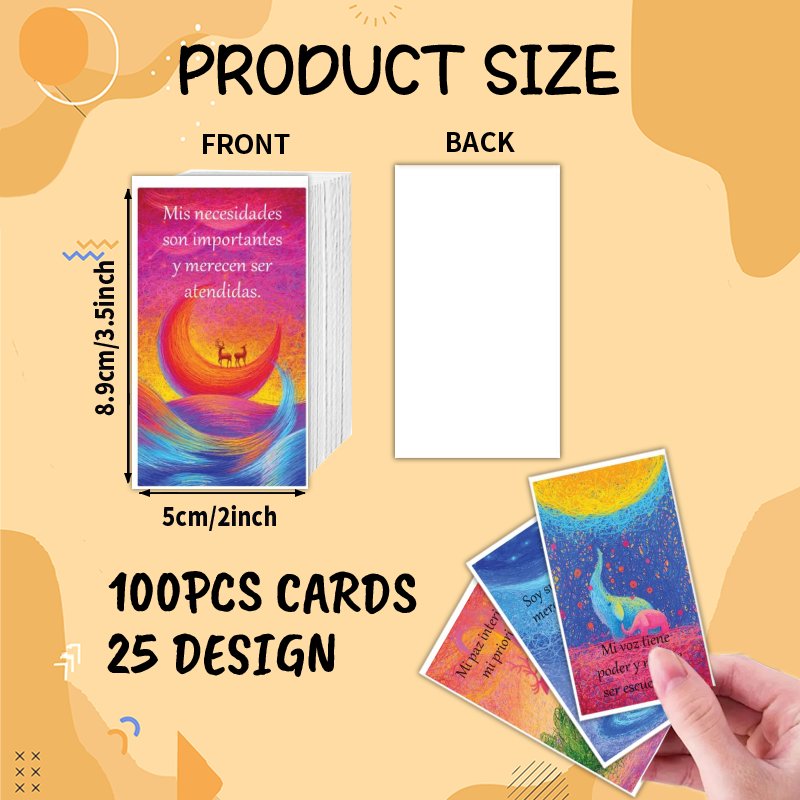 TEMU 100 Piezas de Tarjetas con Frases de Afirmación y , Animales en Acuarela Española, 25 Estilos Únicos, 4 Tarjetas por Estilo, Ideales para , ,
