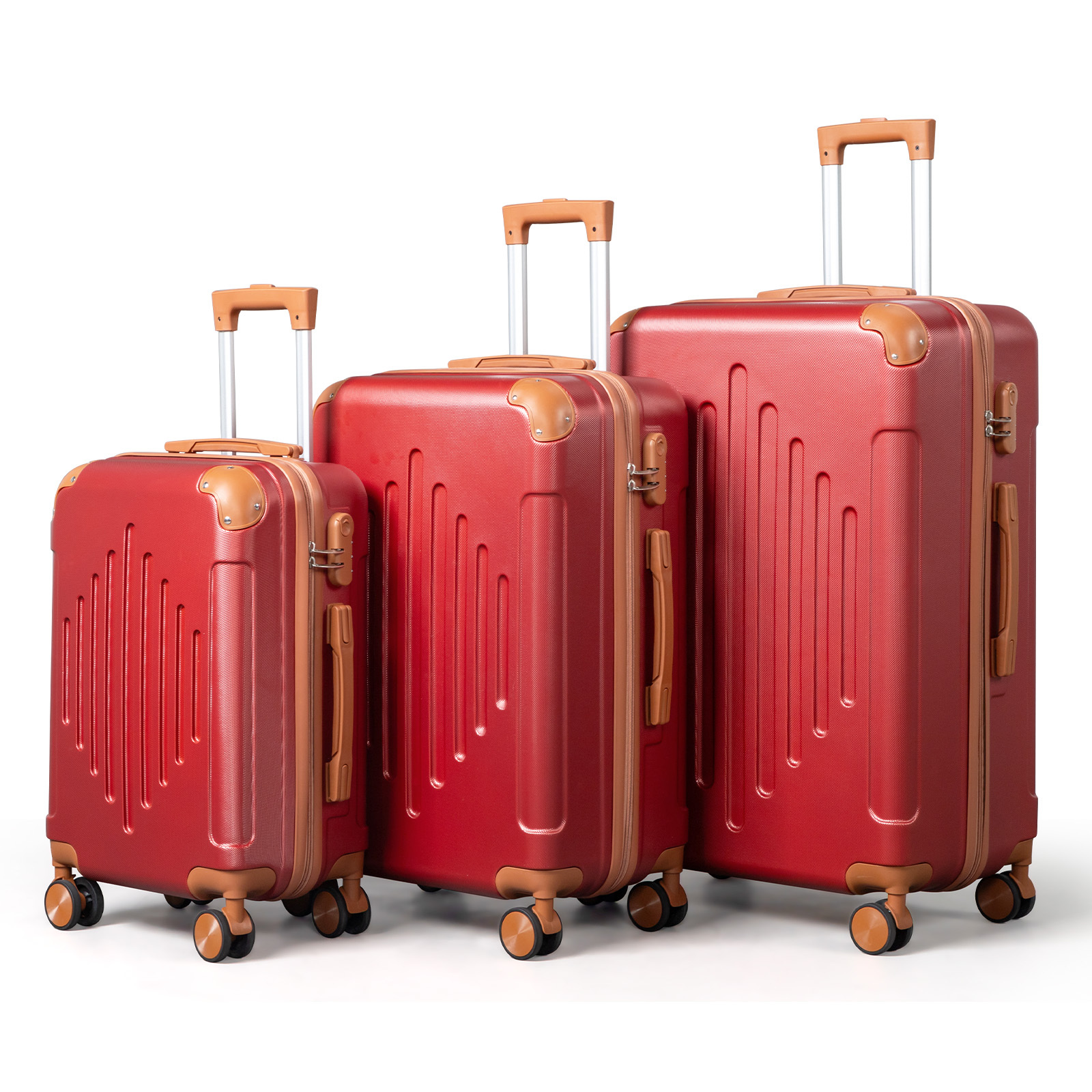 3pcs Hard Shell ABS Suitcase Set with Spinner Wheels