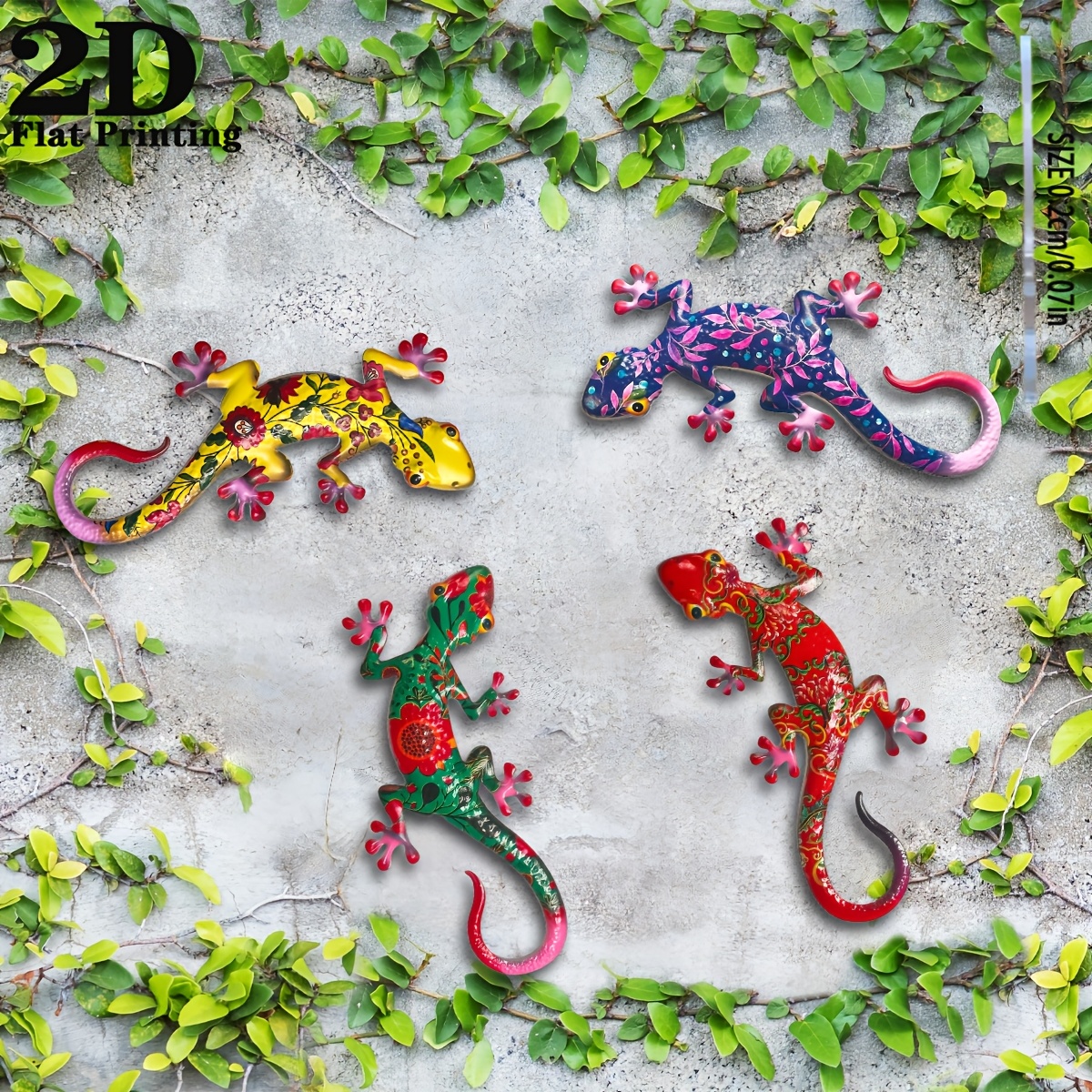 TEMU 2D Plat - 【2D Plat】 2D Plat - [2D Plat] 2D Plat, Ensemble de 4 décorations murales de geckos et lézards en acrylique, Décoration murale bohème à