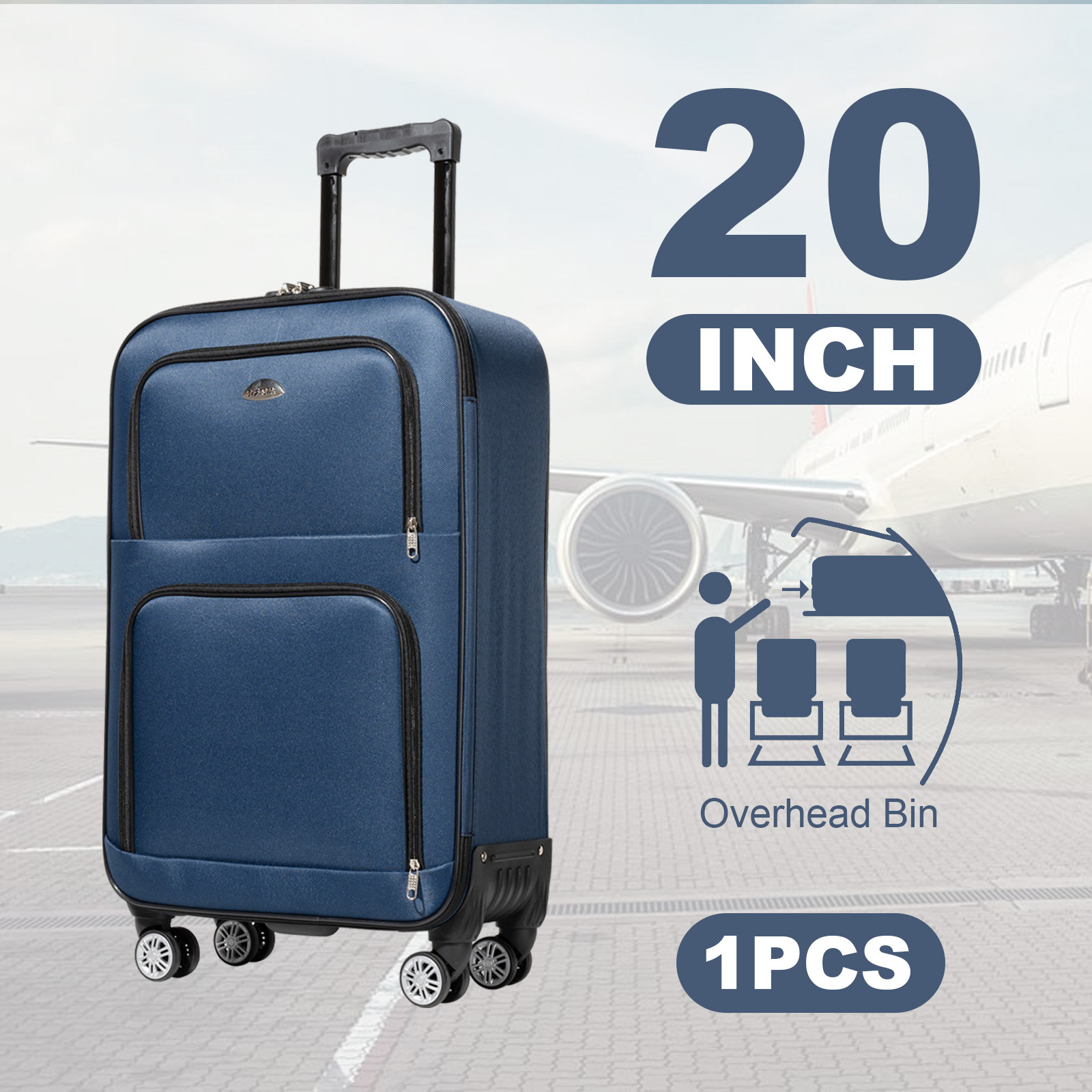 Image of Luggage | New 20 Inch Softside | Options | High Cost-performance | Built-in Navigation Compass | Large Spacious Capacity | Essential Companion For , Short Trips And Business Commutes