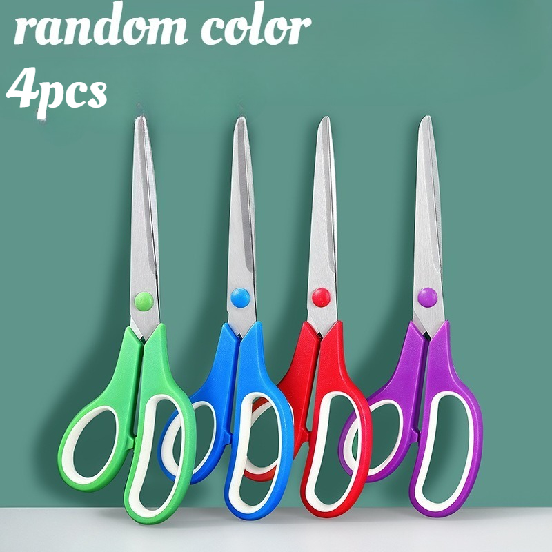 TEMU 4 pièces, Ciseaux antiadhésifs en titane avec poignée souple et lame en acier inoxydable - Couleurs aléatoires, Lames robustes, Poignée
