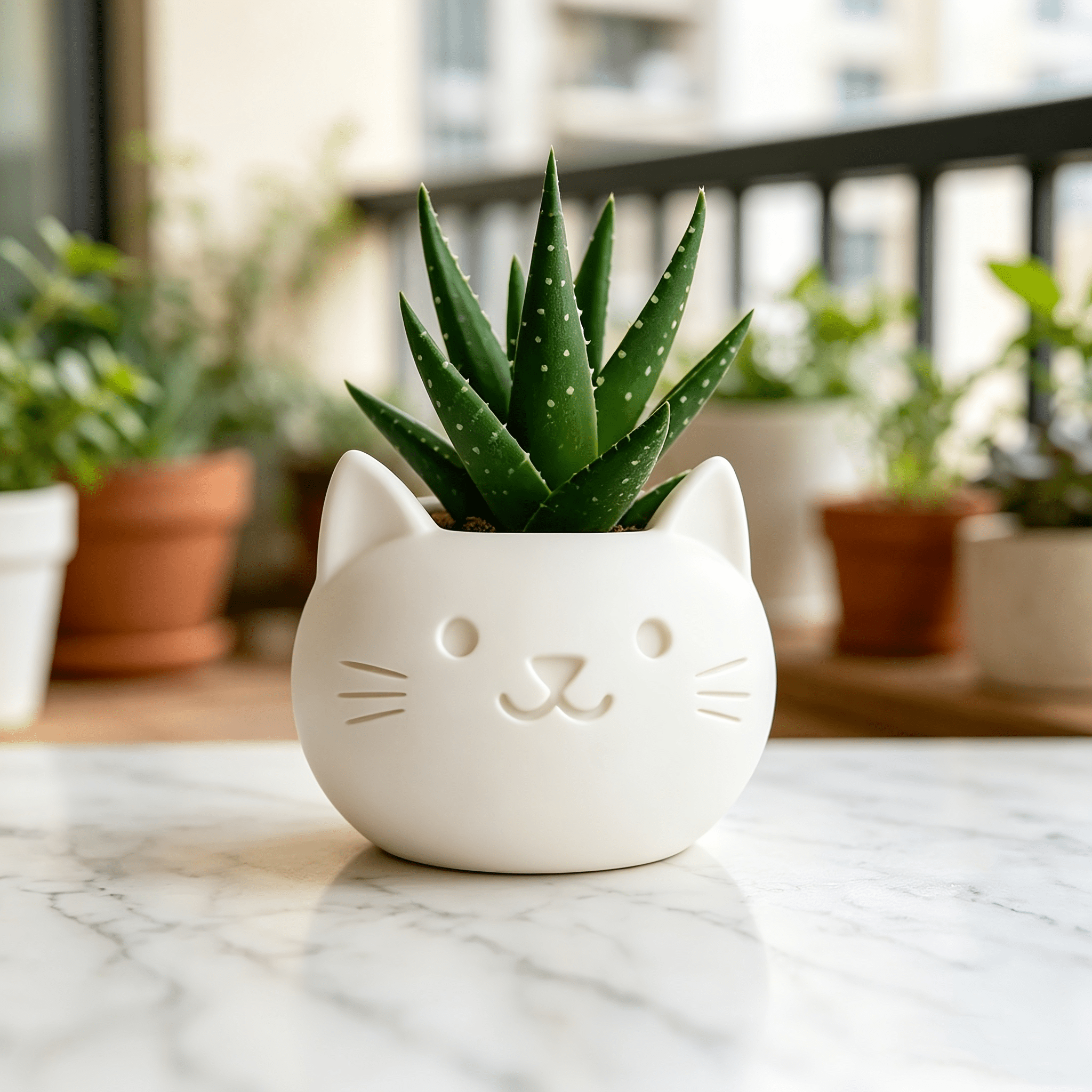 TEMU Mini Bohemian Cat-shaped Planter Pot Suitable For & Small Plants - Lightweight Plastic Kitty Flower Pot With Polished, Irregular Kitten Shape