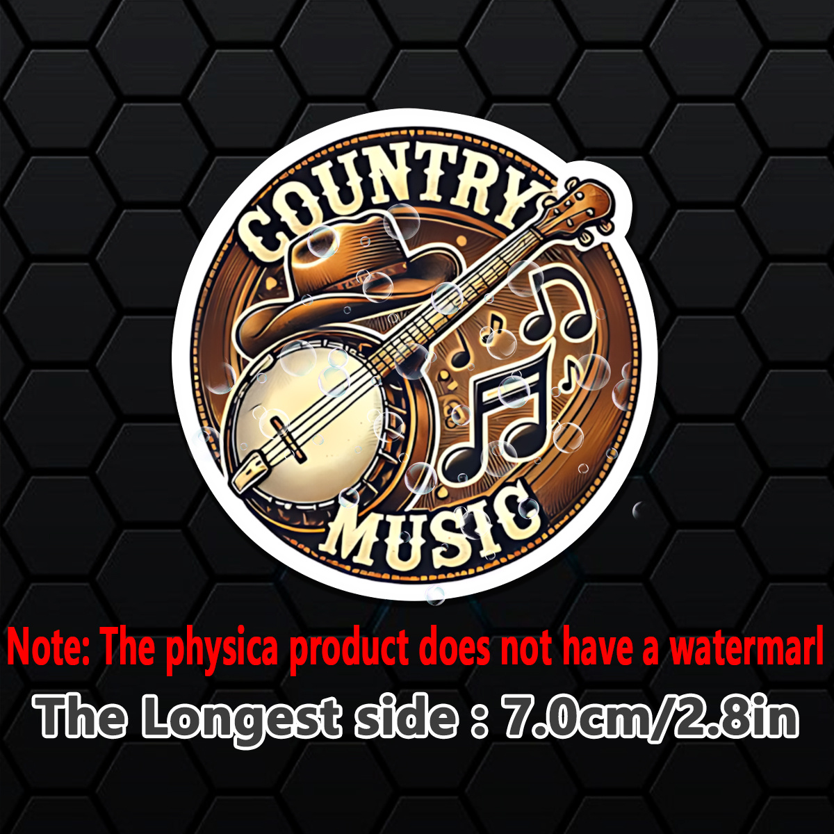 TEMU Country Music Vinyl Sticker - Guitar & Music Notes Design, Waterproof & Weather-resistant, Easy To Apply, Cars, Laptops, Suitcases,