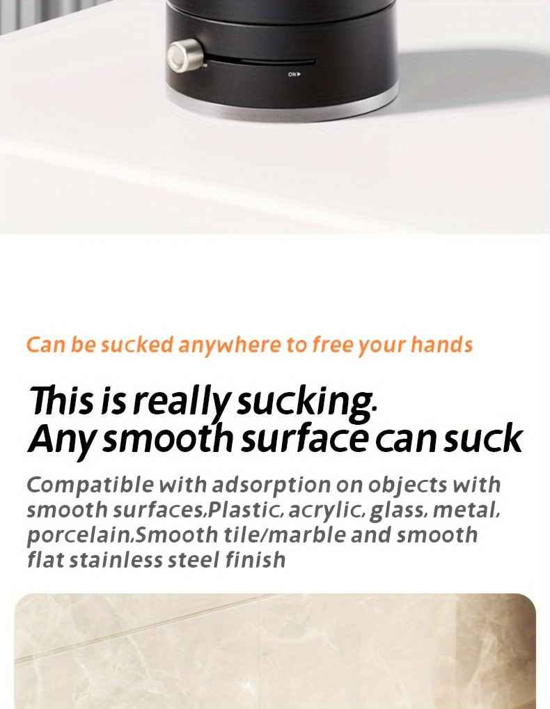 1pc Multifunctional Vacuum Suction Phone Holder, Foldable & Extendable, Dual-Sided Magnetic Adsorption, Car, Office, Glass, Home Use, Compact & Portable, Compatible with iPhone & Android, Sleek Black Finish