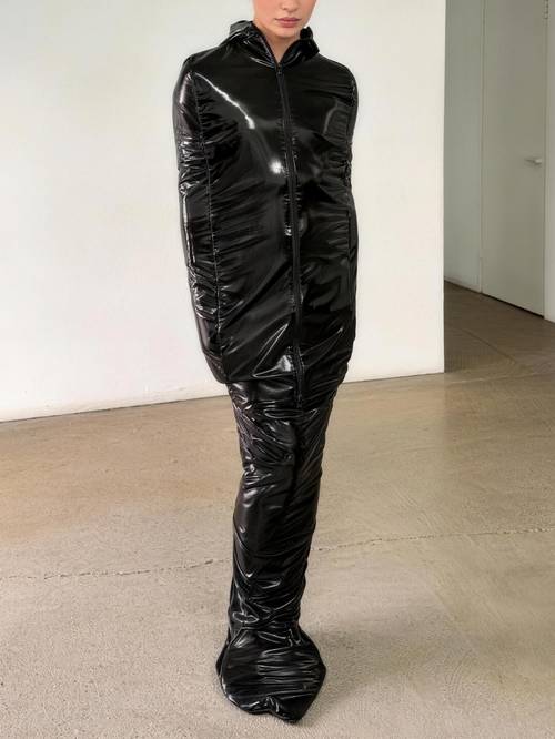 exotic faux leather bodysuit full encapsulating sleeping bag glossy patent faux leather imitation full body coverall