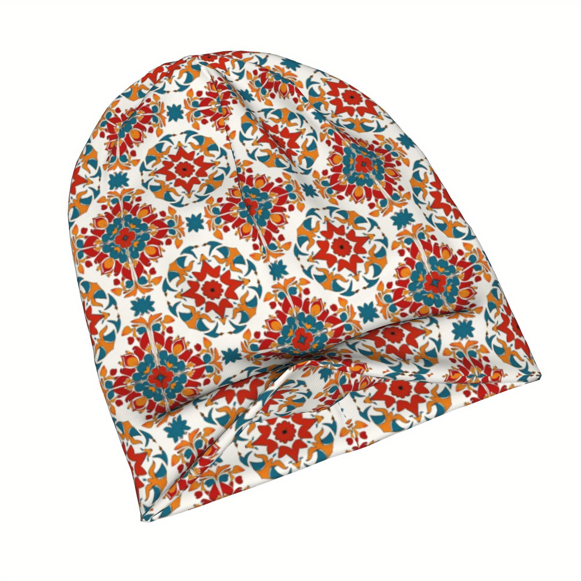 Stylish Floral Pattern Hat Set with Beanies & Earmuffs