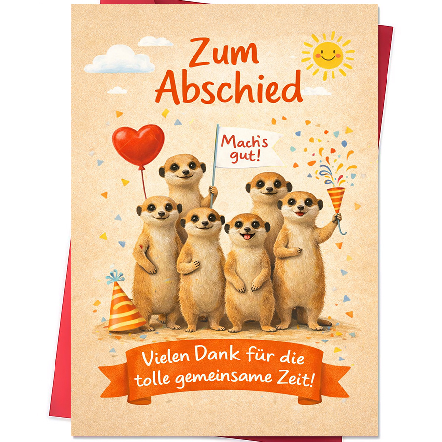 Image of 1 Greeting Card + 1 Envelope1pcs Farewell Greeting Card For Colleagues With Cute Meerkats Illustration For Saying Goodbye And Thanking For
