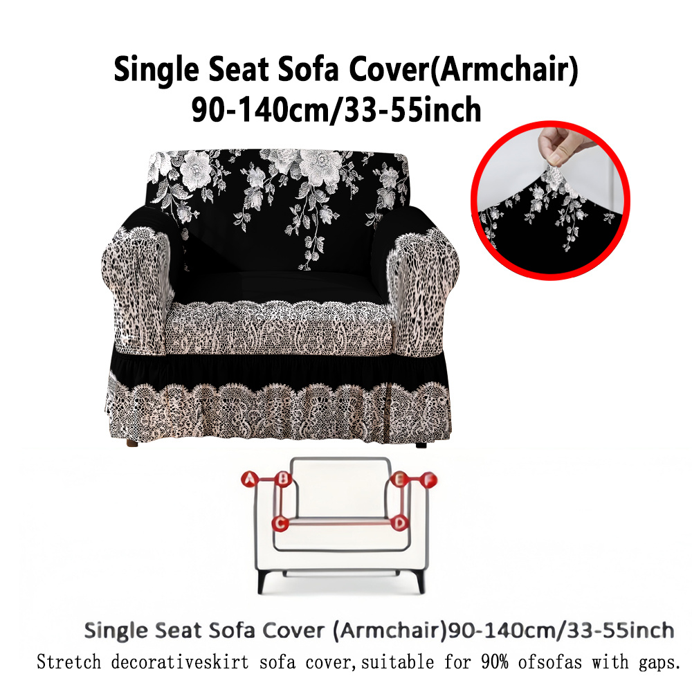 TEMU 1pc 2d Flat Printing Universal Single To 4 Seater Sofa Cover, With Skirt Edge Sofa Cover, Sofa Protection Cover, Pet Scratch Resistant Sofa