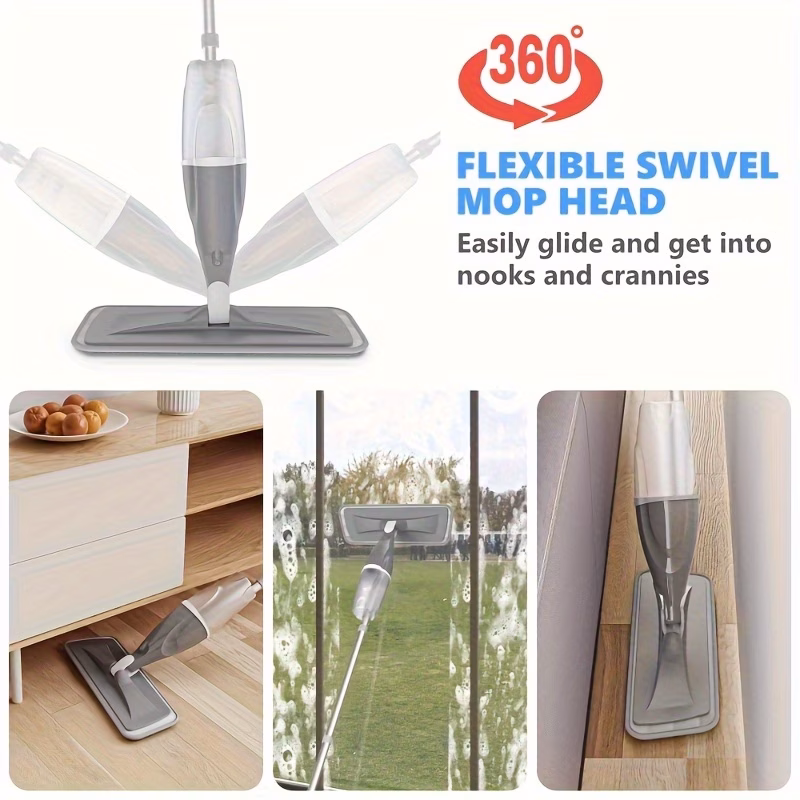 a spray mop for floor cleaning featuring a microfiber floor mop a wet dust mop for hardwood floors a flat mop floor cleaner a reusable bottle and with 2 washable pads suitable for wooden tiles decorative panel flooring Product details 9