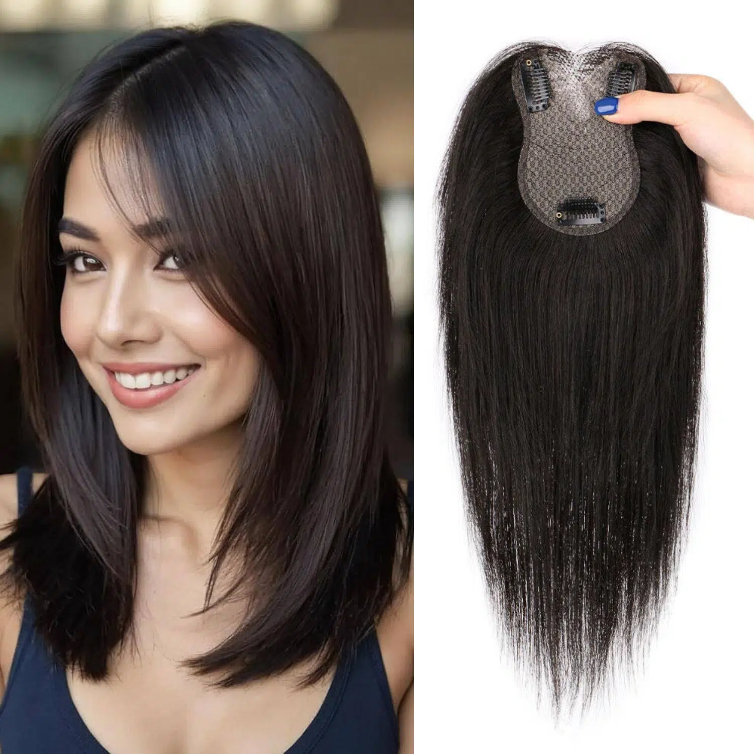 TEMU Hair Toppers Designed For Women Experiencing Hair Thinning, Featuring Clip-in Extensions That Serve As An Ideal Stylish