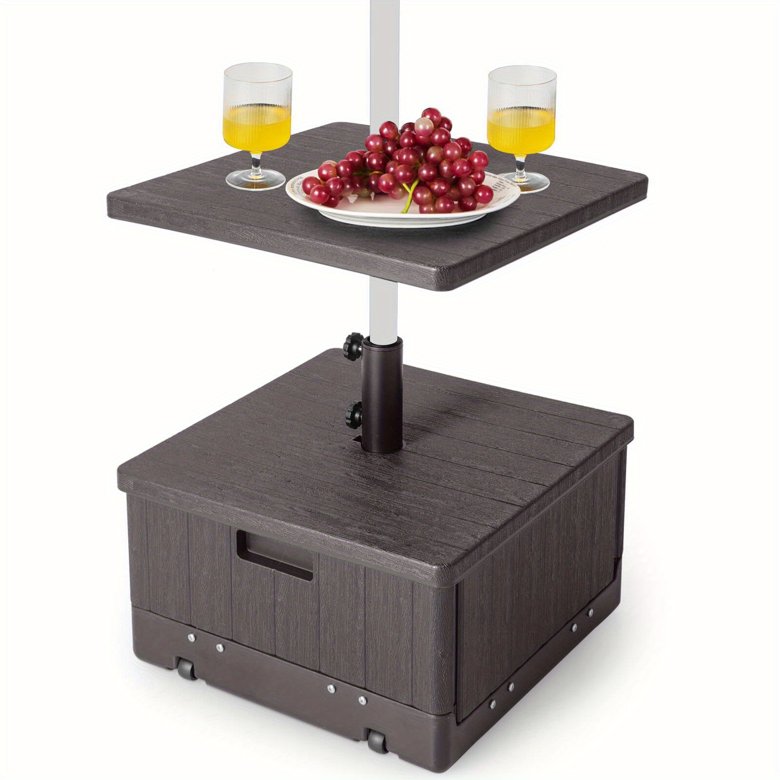TEMU Base d’ombrelle Multigot Patio 175lbs remplissable avec plateau de table et support 3-en-1 extérieur à roulettes