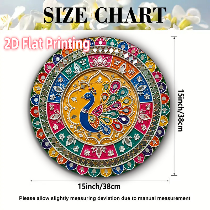 TEMU 2d Flat Printing, 4pcs Circular Placemats - Colorful Screen Peacock Anti-slip And Heat-resistant, Ideal For Elegant Restaurants, Kitchens,