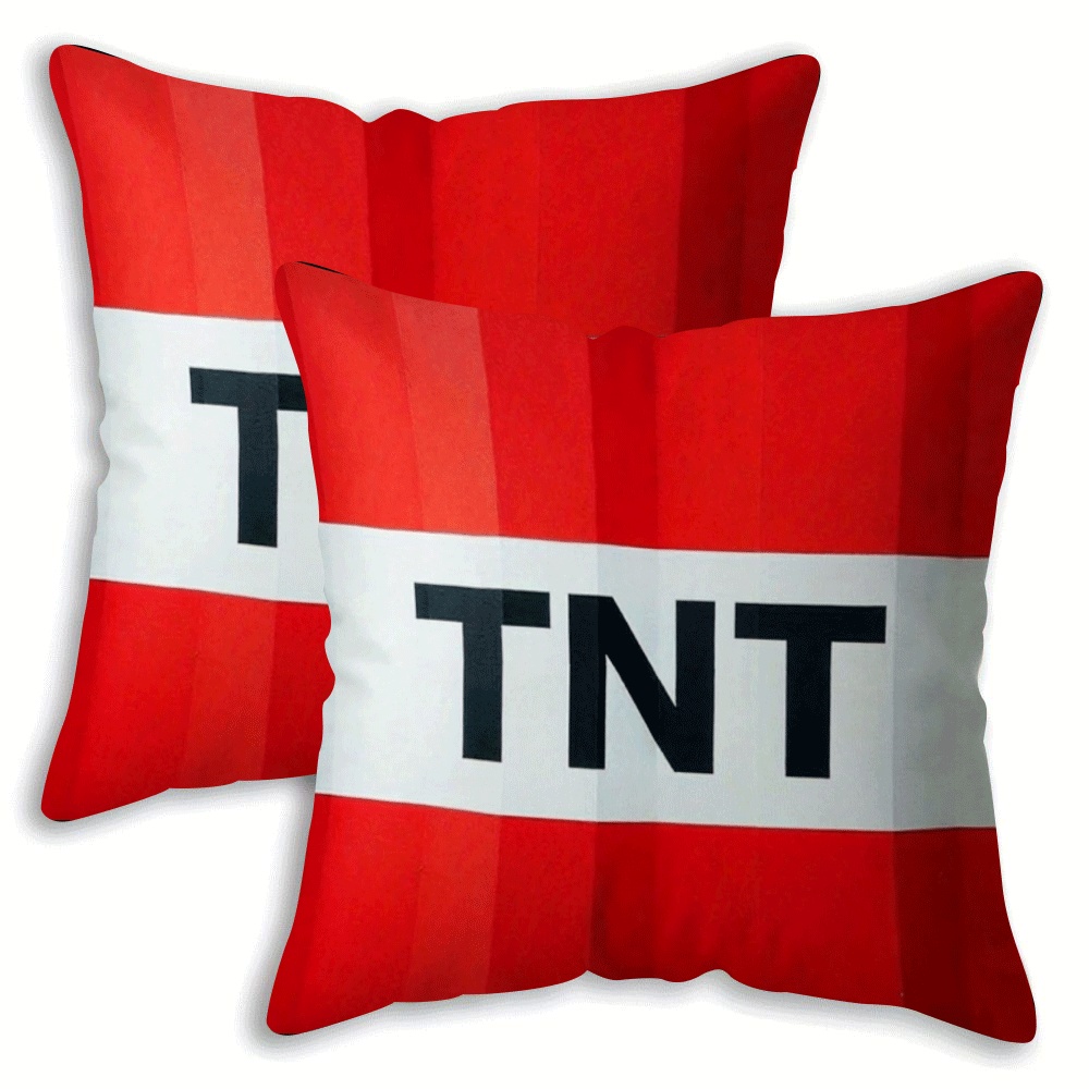 E-shop 2D Flat - 2er-Set Kissenbezüge mit Weihnachtsmotiven und TNT-Logo-Design, beidseitig bedruckt in 2D, mit Reißverschluss, Größe 18*18 Zoll/45*,